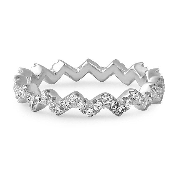 925 Silver Zig Zag CZ Eternity Ring