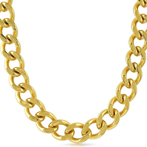 14mm 18K Gold IP Chunky Cuban Chain