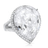 Oversized Crystal Teardrop Statement Ring