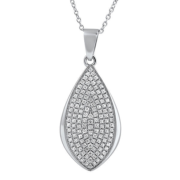 Silver Micropave Concave Teardrop Necklace Set