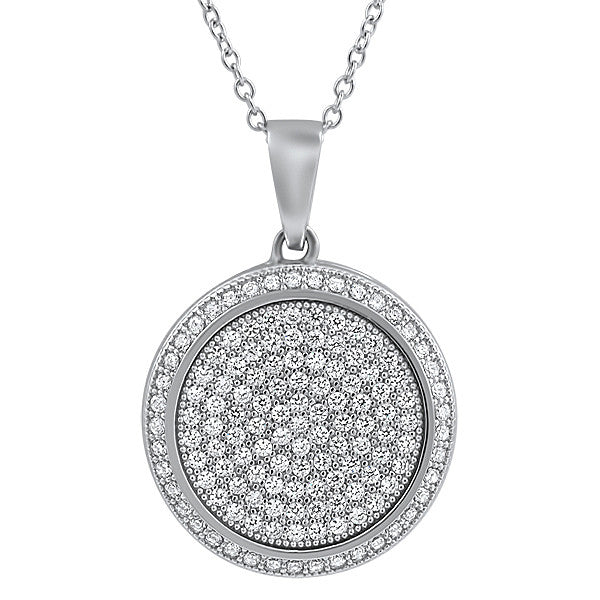 Silver Simulated Diamond Micropave Medallion Set