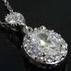 925 Silver Simulated Diamond Oval Pendant Set