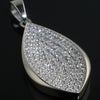 Silver Micropave Concave Teardrop Necklace Set