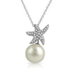 925 Silver Signity CZ Dancing Starfish Pearl Necklace