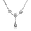 Sterling Silver Faux Diamond Fancy Medallion Necklace