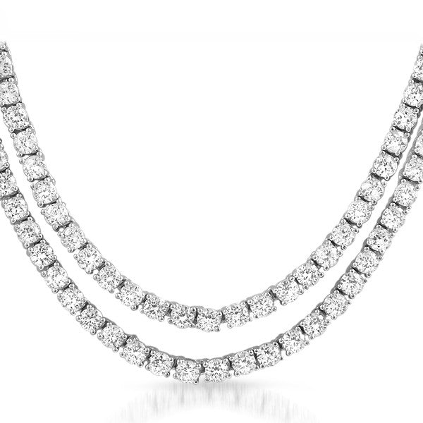 White Gold Finish Simulated Diamond 36 inch Necklace