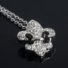 925 Silver Signity CZ Fleur de Lis Pendant Necklace Set