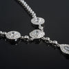 Sterling Silver Faux Diamond Fancy Medallion Necklace