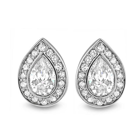 Sterling Silver Fancy Pear Cut Fancy CZ Earrings