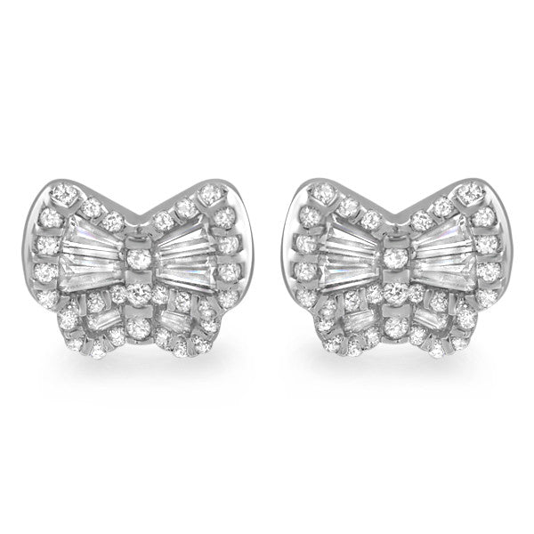 925 Silver Baguette CZ Butterfly Stud Earrings