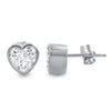 Sterling Silver 1.50 CTW Heart Shape Bezel Set Studs