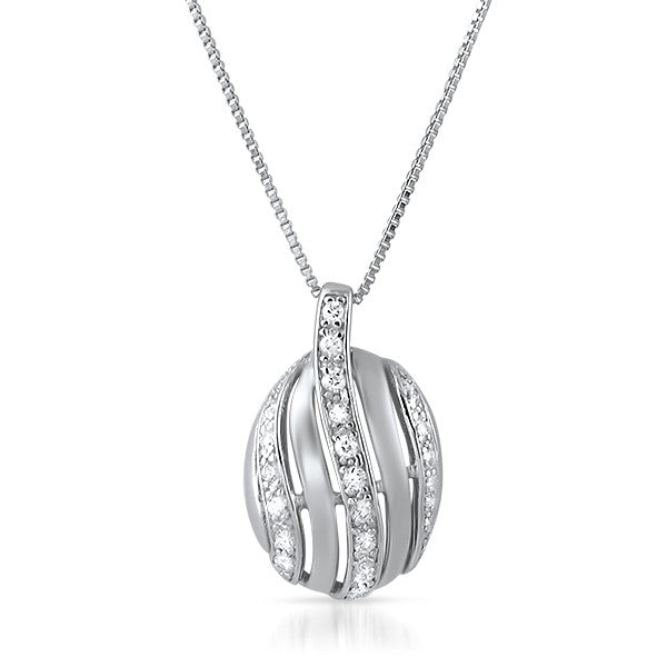 Sterling Silver Modern Oval CZ Necklace