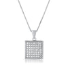 Sterling Silver Micropave CZ Square Pendant Set