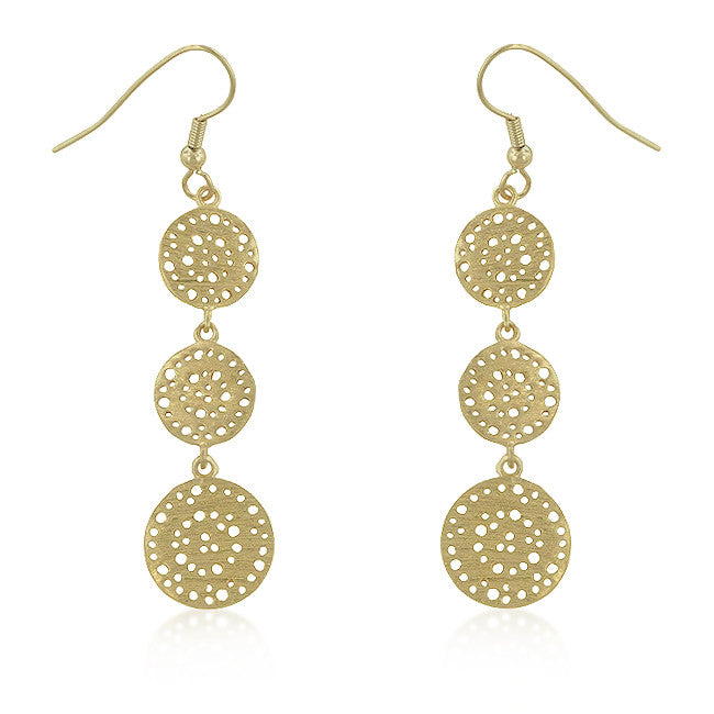 18K Gold Tone Filigree Fish Hook Earrings