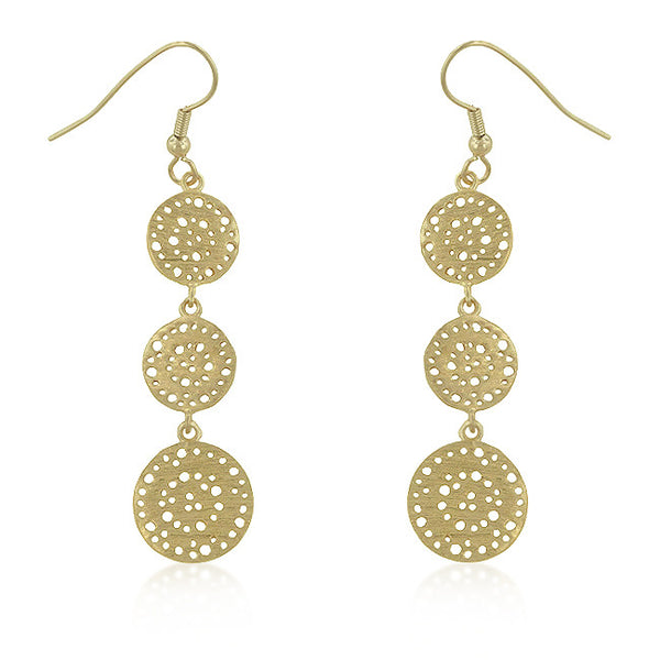 18K Gold Tone Filigree Fish Hook Earrings