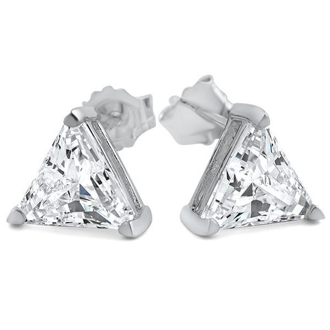 3.50 CTW 7mm Triangle CZ Studs 925 Silver