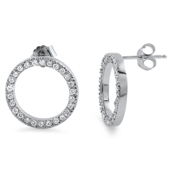 925 Silver Signity CZ Hollow Circle Earrings