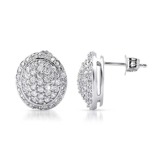 Oval Signity CZ Micropave Stud Earrings