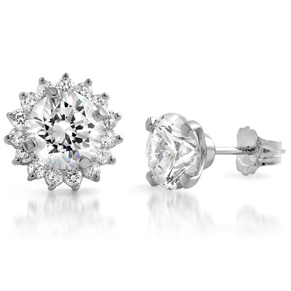 2.80 CTW CZ Stud Earrings With Removable Halo