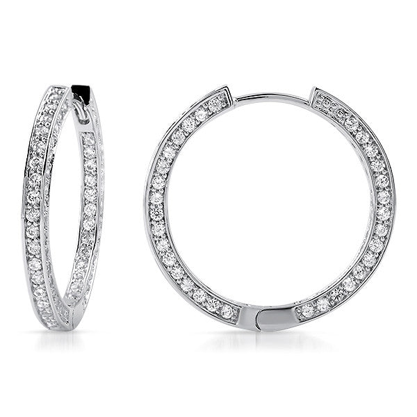 22mm Fancy Silver Pave CZ Hoop Earrings