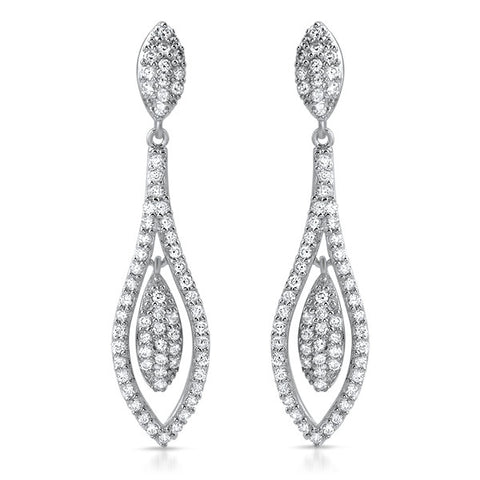 925 Silver Micropave Teardrop Dangling Earrings