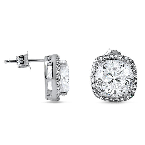 6.20 CTW Large CZ Halo Fashion Stud Earrings