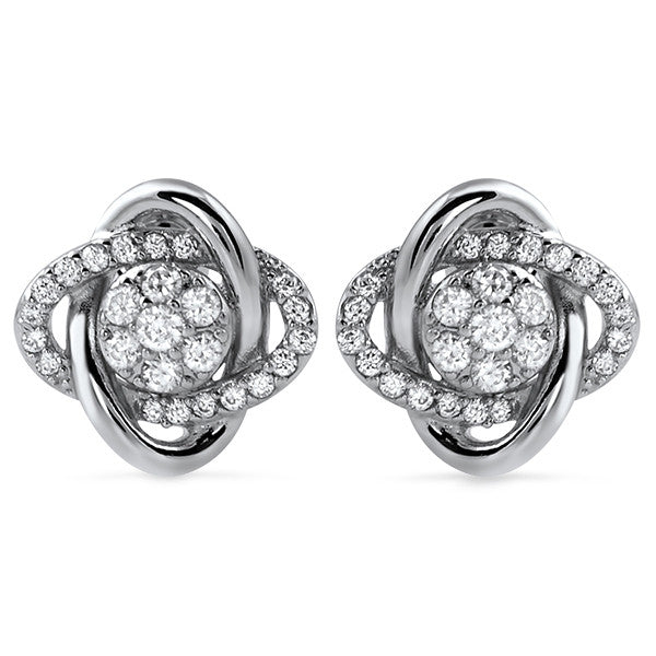 Sterling Silver Modern CZ Love Knot Earrings