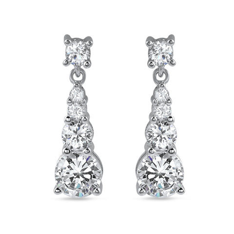 2 CTW Graduating Cubic Zirconia Silver Earrings