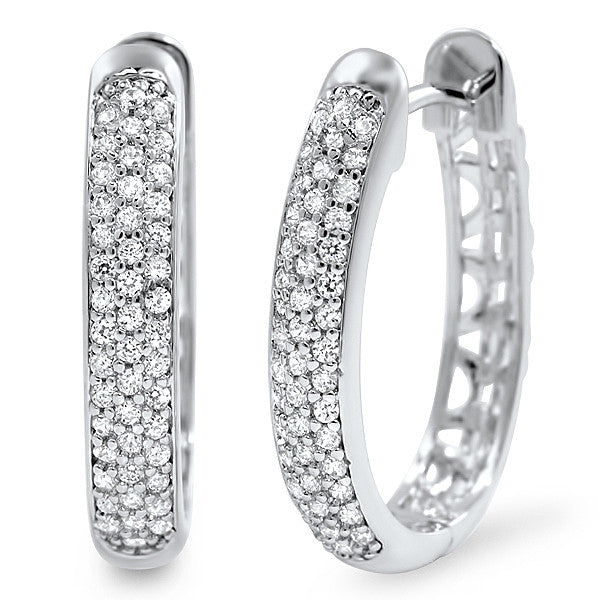 Flawless CZ Pave Silver Horseshoe Hoop Earrings