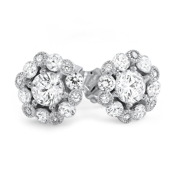 Silver Fancy Snowflake CZ Stud Earrings