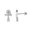 Micropave CZ Ankh Sterling Silver Earrings