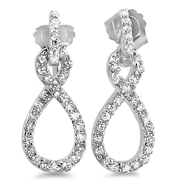 Sterling Silver Signity CZ Infinity Drop Earrings