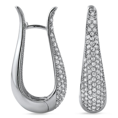 Large Teardrop Micropave CZ Drop Earrings