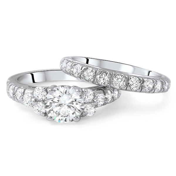 Sterling Silver Cubic Zirconia Engagement Ring Set
