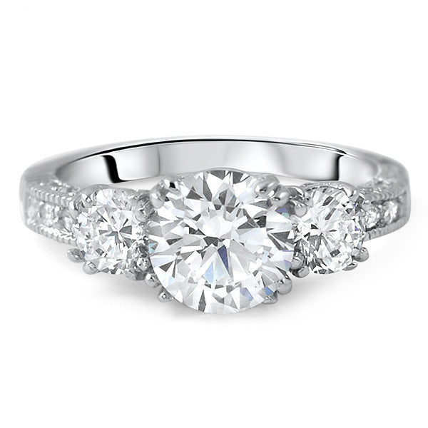 Sterling Silver Fancy Art Deco 3 Stone CZ Ring