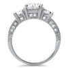 Sterling Silver Fancy Art Deco 3 Stone CZ Ring