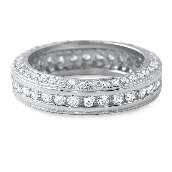 Sterling Silver Fancy Cubic Zirconia Eternity Band