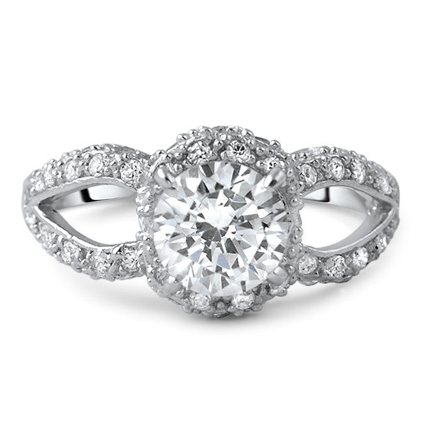 1.70 CTW Pave Split Shank Halo CZ Ring