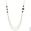 Gold Tone Double Strand Black Bead Necklace