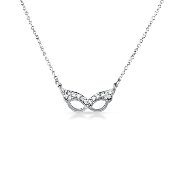 Silver CZ Masquerade Pendant With Chain