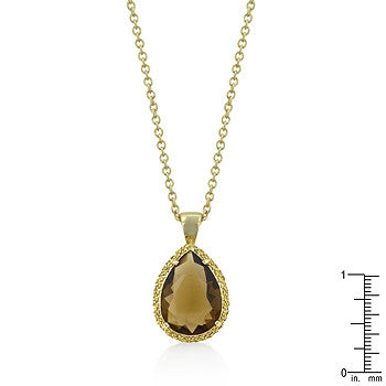 Champagne CZ Large Teardrop Pendant Set