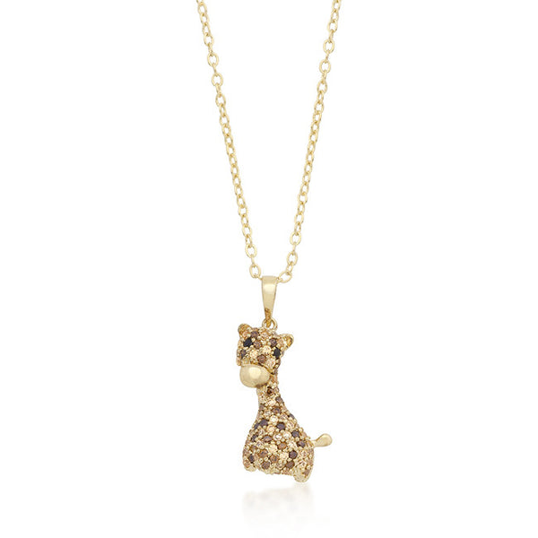 Champagne CZ Gold Tone Giraffe Pendant