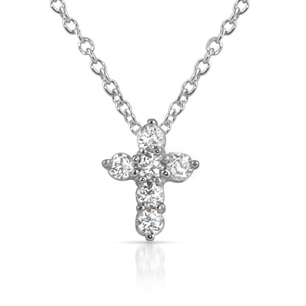 Signity CZ Baby Cross Pendant and Necklace Set