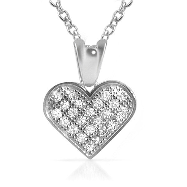 Signity CZ Micropave Heart Pendant Necklace
