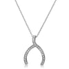 Silver Cubic Zirconia Wishbone Pendant Set
