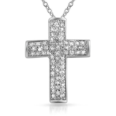 Micropave Signity CZ Cross Pendant With Necklace