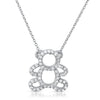 Silver CZ Cubic Zirconia Teddy Bear Necklace