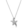 Silver CZ Starfish Pendent Necklace Set