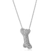 Silver 3D Dog Bone Micropave CZ Pendant Set