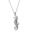 Silver Cubic Zirconia Seahorse Charm Necklace